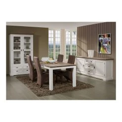 HAPPYMOBILI Buffet Enfilade Contemporain Bois Massif Couleur Blanc ESTELLE -SoBuy Shop vaisselier contemporain blanc est 3 z