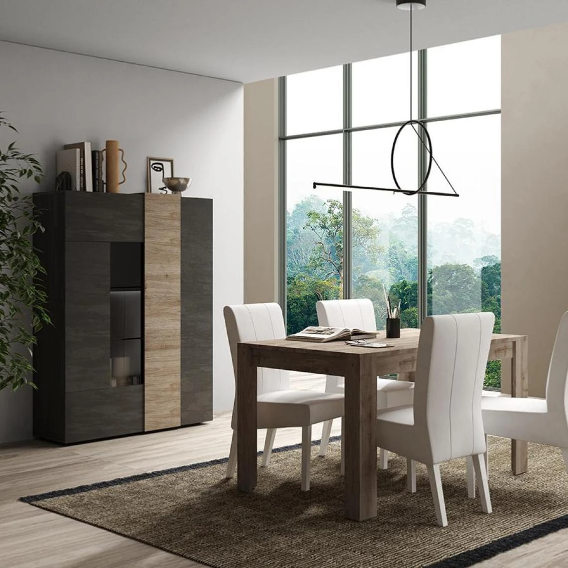 NOUVOMEUBLE Vaisselier Contemporain Couleur Bois Gris Et Chêne Clair VENEZIA 2 6 NOUVOMEUBLE Vaisselier Contemporain Couleur Bois Gris Et Chêne Clair VENEZIA 2 – Image 4