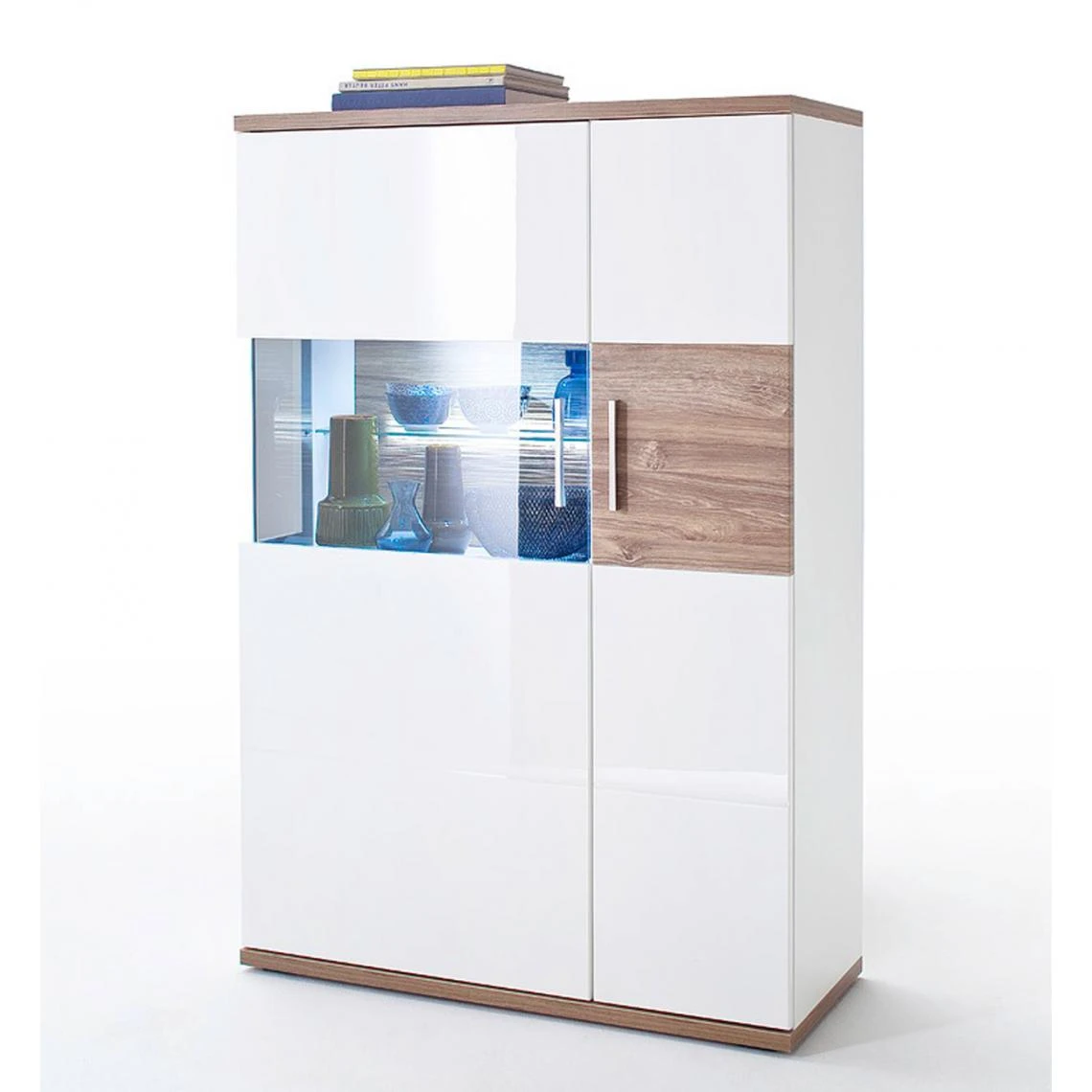 Pegane Vaisselier Droite Coloris Blanc Brillant Et Chêne Sterling - Longueur... 3 Pegane Vaisselier Droite Coloris Blanc Brillant Et Chêne Sterling - Longueur...