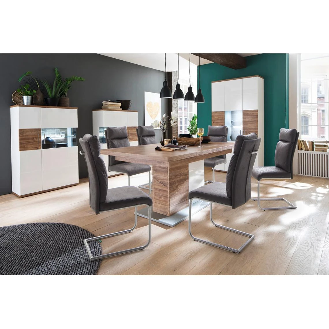 Pegane Vaisselier Droite Coloris Blanc Brillant Et Chêne Sterling - Longueur... 5 Pegane Vaisselier Droite Coloris Blanc Brillant Et Chêne Sterling - Longueur... – Image 3