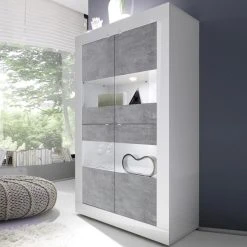 NOUVOMEUBLE Vaisselier Moderne Blanc Et Gris Effet Béton FOCIA 8 -SoBuy Shop vaisselier moderne blanc et gris effet beton focia 8 12023400 31844804 1140x1140
