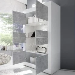 NOUVOMEUBLE Vaisselier Moderne Blanc Et Gris Effet Béton FOCIA 8 -SoBuy Shop vaisselier moderne blanc et gris effet beton focia 8 12023400 31844806 1140x1140