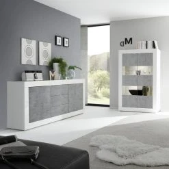 NOUVOMEUBLE Vaisselier Moderne Blanc Et Gris Effet Béton FOCIA 8 -SoBuy Shop vaisselier moderne blanc et gris effet beton focia 8 12023400 31844808 1140x1140