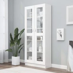 VidaXL Armoire à Vitrine Blanc 82,5x30,5x185,5 Cm Aggloméré