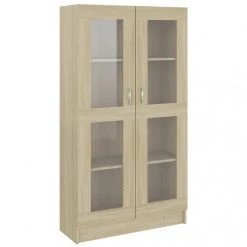 VidaXL Armoire à Vitrine Chêne Sonoma 82,5x30,5x150 Cm Aggloméré -SoBuy Shop vidaxl armoire a vitrine chene sonoma 825x305x150 cm agglomere 9971874 25678658 1140x1140