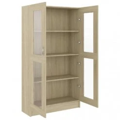VidaXL Armoire à Vitrine Chêne Sonoma 82,5x30,5x150 Cm Aggloméré -SoBuy Shop vidaxl armoire a vitrine chene sonoma 825x305x150 cm agglomere 9971874 25678664 1140x1140