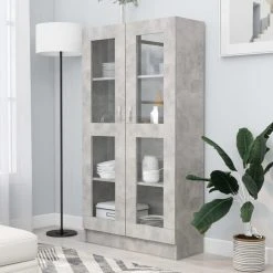 VidaXL Armoire à Vitrine Gris Béton 82,5x30,5x150 Cm Aggloméré