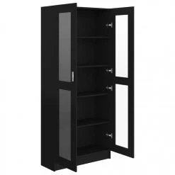 VidaXL Armoire à Vitrine Noir 82,5x30,5x185,5 Cm Aggloméré -SoBuy Shop vidaxl armoire a vitrine noir 825x305x1855 cm agglomere 9971866 25678624 1140x1140