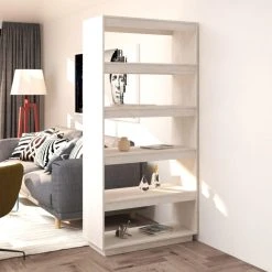 VidaXL Bibliothèque/Séparateur De Pièce Blanc 80x35x167 Cm Pin Mass...