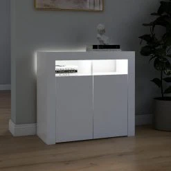 VidaXL Buffet Avec Lumières LED Blanc 80x35x75 Cm -SoBuy Shop vidaxl buffet avec lumieres led blanc 80x35x75 cm 10941736 28571084 1140x1140