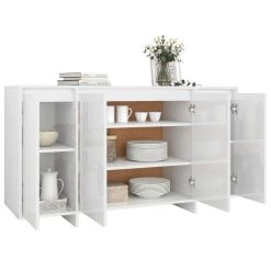 VidaXL Buffet Blanc Brillant 135x41x75 Cm Aggloméré -SoBuy Shop vidaxl buffet blanc brillant 135x41x75 cm agglomere 12174350 32376790 1140x1140