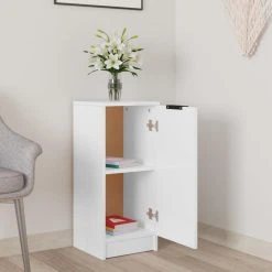 VidaXL Buffet Blanc Brillant 30x30x70 Cm Bois D'ingénierie -SoBuy Shop vidaxl buffet blanc brillant 30x30x70 cm bois dingenierie 13461890 36839576 1140x1140