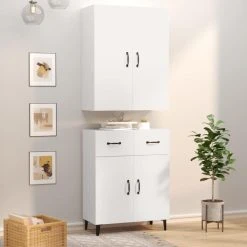 VidaXL Buffet Haut Blanc 69,5x34x180 Cm Bois D'ingénierie -SoBuy Shop vidaxl buffet haut blanc 695x34x180 cm bois dingenierie 14111776 39316266 1140x1140