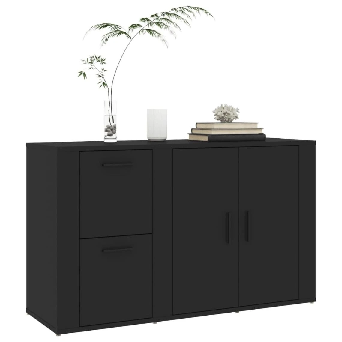 VidaXL Buffet Noir 100x33x59,5 Cm Bois D'ingénierie 5 VidaXL Buffet Noir 100x33x59,5 Cm Bois D'ingénierie – Image 3