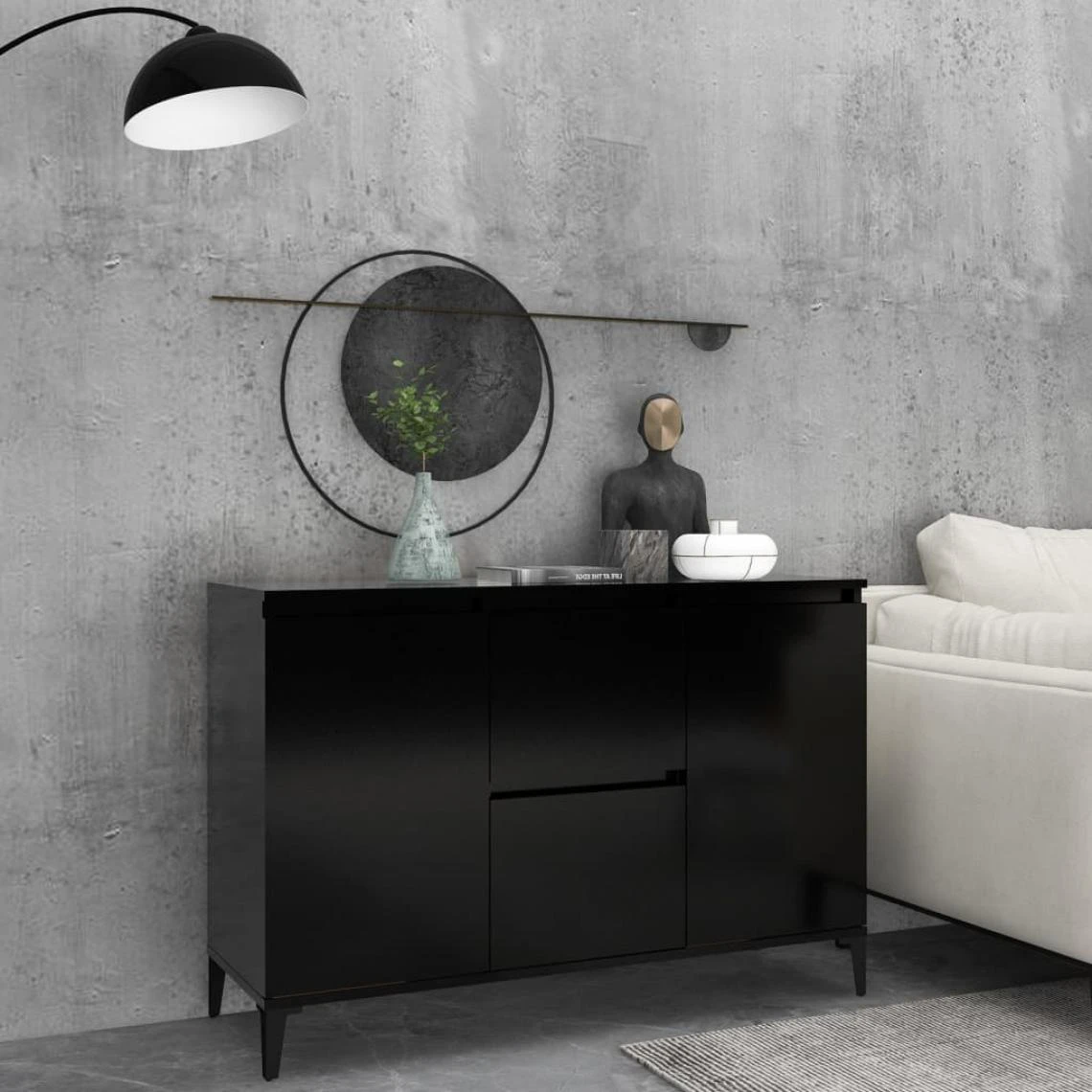 VidaXL Buffet Noir 104x35x70 Cm Aggloméré 3 VidaXL Buffet Noir 104x35x70 Cm Aggloméré