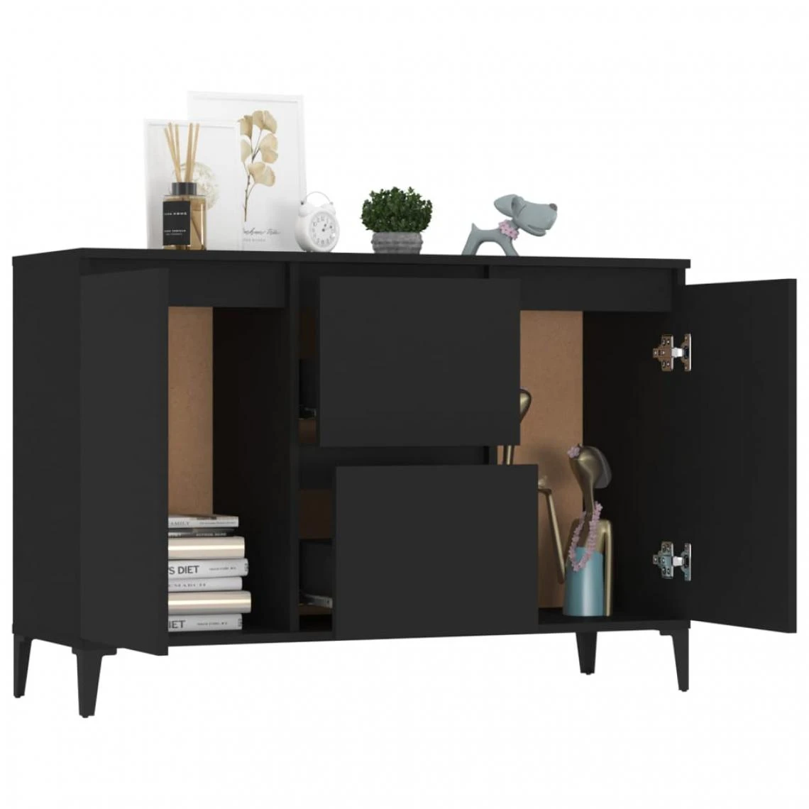 VidaXL Buffet Noir 104x35x70 Cm Aggloméré 5 VidaXL Buffet Noir 104x35x70 Cm Aggloméré – Image 3