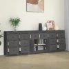 VidaXL Buffet Gris 230x35x80 Cm Bois Massif De Pin -SoBuy Shop vidaxl buffets 5 pcs gris bois de pin massif 13559410 37135934 1140x1140