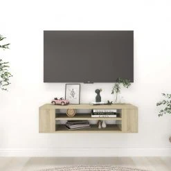 VidaXL Meuble TV Suspendu Chêne Sonoma 100x30x26,5 Cm Aggloméré