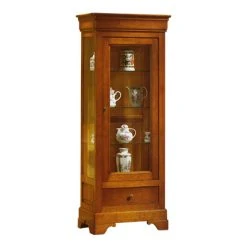 MES Vitrine 1 Porte Vitrée Et 1 Tiroir En Chêne Massif