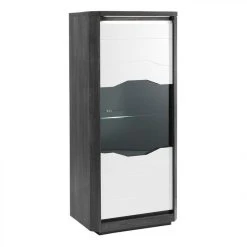 Modern Living Vitrine 1P L.70 MATERA Blanc/imitation Chêne Gris