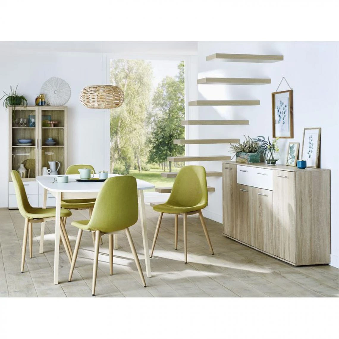 BUT Vitrine 2 Portes/ 4 Tiroirs TOLEDO Décor Chêne Sonoma/blanc 4 BUT Vitrine 2 Portes/ 4 Tiroirs TOLEDO Décor Chêne Sonoma/blanc – Image 2