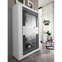 Modern Living Vitrine 2 Portes BELLARIVA Laqué Blanc/ Gris Anthracite -SoBuy Shop vitrine 2 portes bellariva laque blanc gris 9689948 25112594 1140x1140