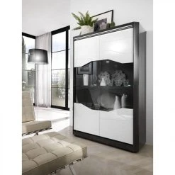 Modern Living Vitrine 2P L.120 MATERA Blanc/imitation Chêne Gris -SoBuy Shop vitrine 2p l120 matera blancimitation chene gris 9161033 23915351 1140x1140