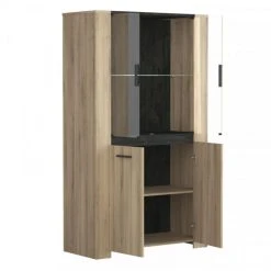 Dansmamaison Vitrine 4 Portes Chêne/Gris Foncé - DANIEL - L 100 X L 45 X H 174 Cm -SoBuy Shop vitrine 4 portes chenegris fonce daniel l 100 x l 45 x h 174 cm 10146850 26104682 1140x1140