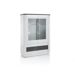 Modern Living Vitrine 4 Portes VERTIGO Blanc/chêne Gris