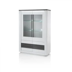 Modern Living Vitrine 4 Portes VERTIGO Blanc/chêne Gris -SoBuy Shop vitrine 4 portes vertigo blancchene gris 9161145 23915845 1140x1140