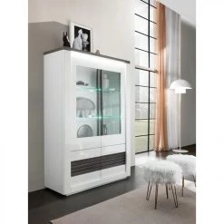 Modern Living Vitrine 4 Portes VERTIGO Blanc/chêne Gris -SoBuy Shop vitrine 4 portes vertigo blancchene gris 9161145 23915849 1140x1140