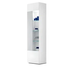 Pegane Vitrine Avec 1 Porte + 4 Niches Avec éclairage LED Coloris Blanc / Gr...