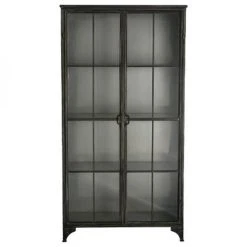 Pegane Vitrine Bibliothèque De 2 Portes Coloris Noir En Fer Et Verre - Dim :... -SoBuy Shop vitrine bibliotheque de 2 portes coloris noir en fer et verre dim l97 x p39 x h187 cm 11480188 30010862 1140x1140