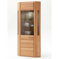 Pegane Vitrine D'angle / Vaisselier Coloris Hêtre Huilé - Longueur 69 X Hau...