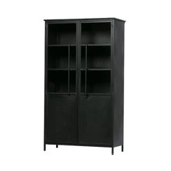 MES Vitrine Industrielle 2 Portes 99x44x170 Cm En Métal Noir Mat