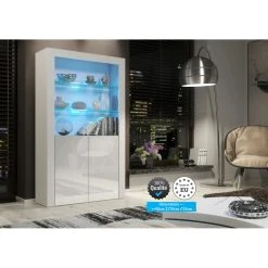 Dusine Vitrine JIVE 90 Cm Blanc Laqué Avec LEDS -SoBuy Shop vitrine jive 90 cm blanc laque avec leds 11046622 1014196 96 1140x1140