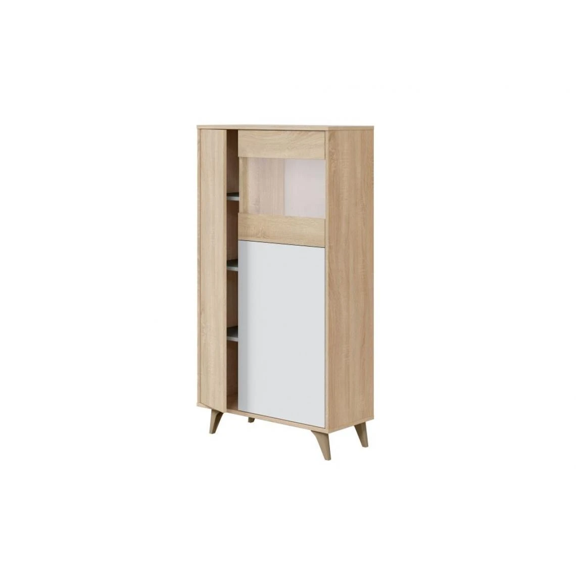 Usinestreet Vitrine LAURA 3 Portes Avec étagères L77 X H142cm - Blanc / Bois 5 Usinestreet Vitrine LAURA 3 Portes Avec étagères L77 X H142cm - Blanc / Bois – Image 3