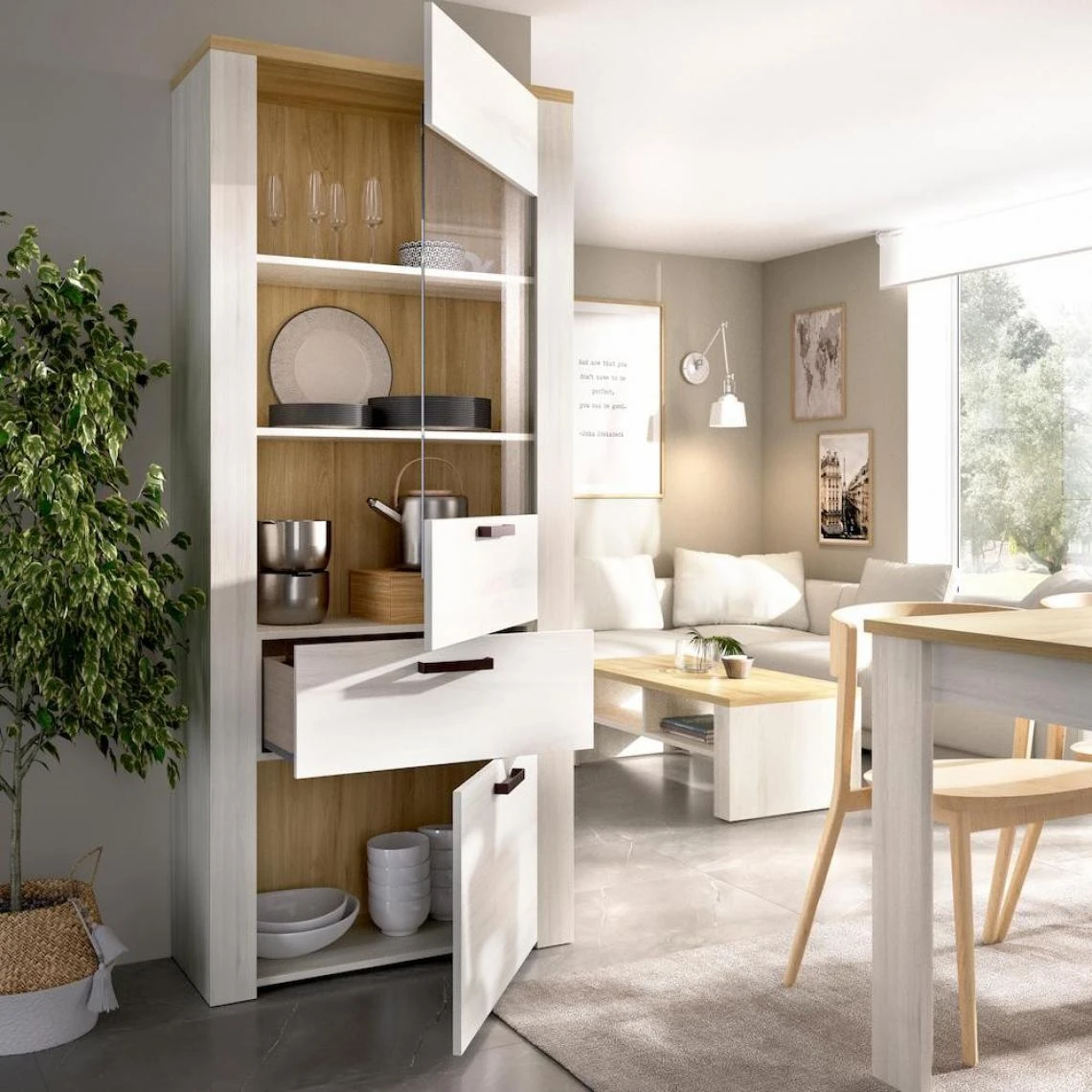 Pegane Vitrine Meuble Haut 2 Portes Coloris Fines / Milano - Longueur 75 X Ha... 6 Pegane Vitrine Meuble Haut 2 Portes Coloris Fines / Milano - Longueur 75 X Ha... – Image 4