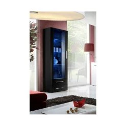 Ac-Deco Vitrine Murale à Poser LED - Neo I - 60 Cm X 190 Cm X 40 Cm - Noir