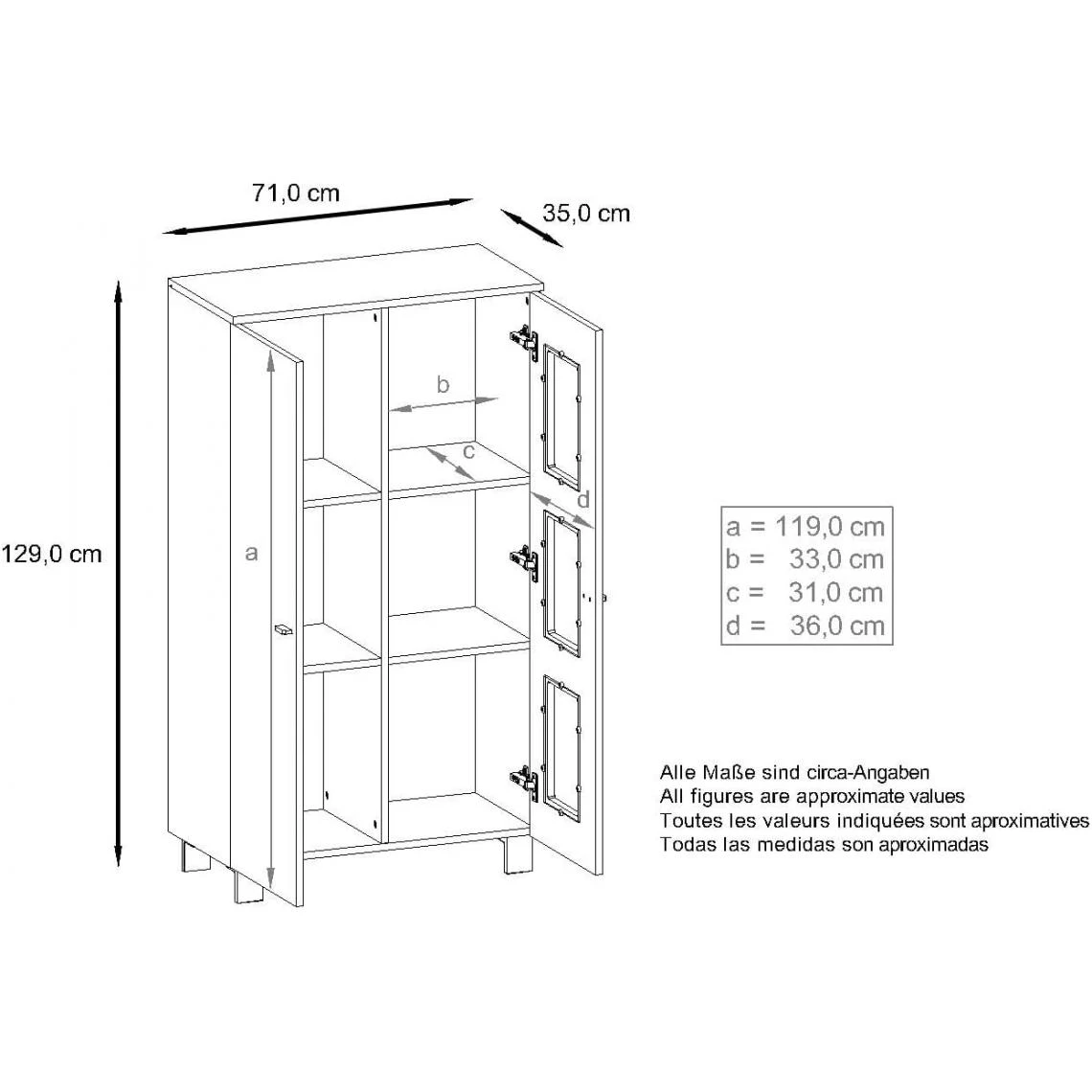 MPC Vitrine Sur Pied Avec 2 Portes Et 3 Vitres, Blanc Mat/blanc Haute Bril... 6 MPC Vitrine Sur Pied Avec 2 Portes Et 3 Vitres, Blanc Mat/blanc Haute Bril... – Image 4