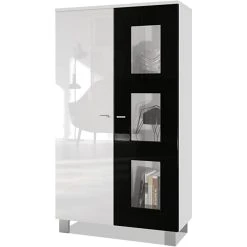 MPC Vitrine Sur Pied Avec 2 Portes Et 3 Vitres, Blanc Mat/blanc Haute Bril... -SoBuy Shop vitrine sur pied avec 2 portes et 3 vitres blanc matblanc haute brillancenoir haute brillance 71 x 129 x 35 cm 12308020 32817592 1140x1140
