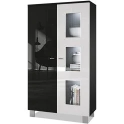 MPC Vitrine Sur Pied Avec 2 Portes Et 3 Vitres, Noir Mat/noir Haute Brilla... -SoBuy Shop vitrine sur pied avec 2 portes et 3 vitres noir matnoir haute brillanceblanc haute brillance eclairage led inclus 71 x 129 x 35 cm 12308082 32817892 1140x1140