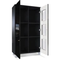 MPC Vitrine Sur Pied Avec 2 Portes Et 3 Vitres, Noir Mat/noir Haute Brilla... -SoBuy Shop vitrine sur pied avec 2 portes et 3 vitres noir matnoir haute brillanceblanc haute brillance eclairage led inclus 71 x 129 x 35 cm 12308082 32817894 1140x1140