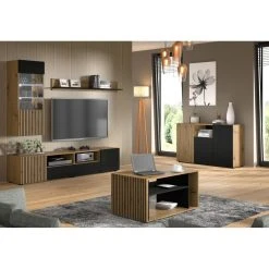 Bim Furniture Vitrine Suspendue AURIS 1D Chêne Artisan / Noir Mat 11 Bim Furniture Vitrine Suspendue AURIS 1D Chêne Artisan / Noir Mat -SoBuy Shop vitrine suspendue auris 1d chene artisan noir mat 12151252 32276628 1140x1140